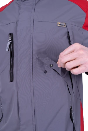 Куртка-штормовка РЕСПЕКТ, серый-красный Кур 704