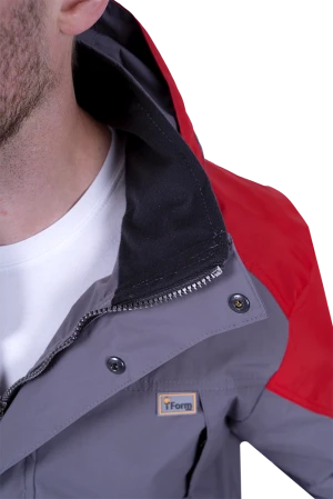 Куртка-штормовка РЕСПЕКТ, серый-красный Кур 704