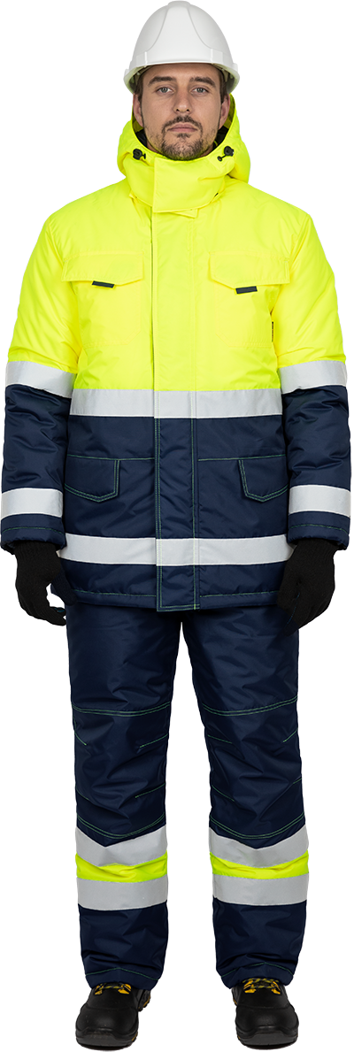 Костюм БРАЙТ зимний, Со - 3-й класс защиты, Тн - 2-й класс защиты, флуоресцентный желтый-синий Кос 770