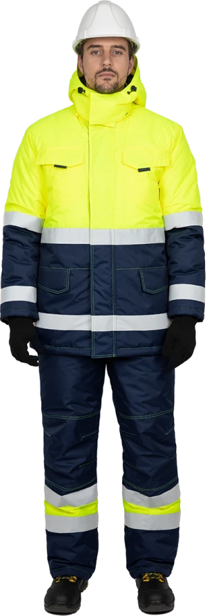 Костюм БРАЙТ зимний, Со - 3-й класс защиты, Тн - 2-й класс защиты, флуоресцентный желтый-синий Кос 770