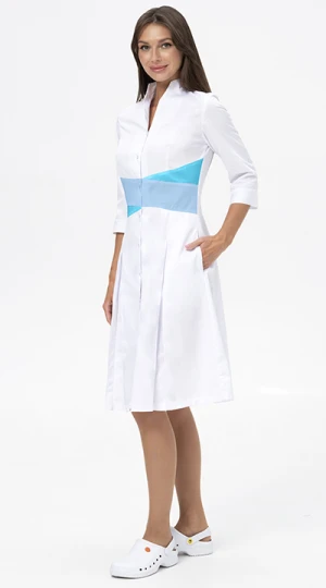 Халат МОНИКА, белый - бирюза Хал 885