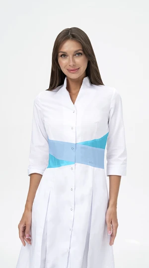 Халат МОНИКА, белый - бирюза Хал 885