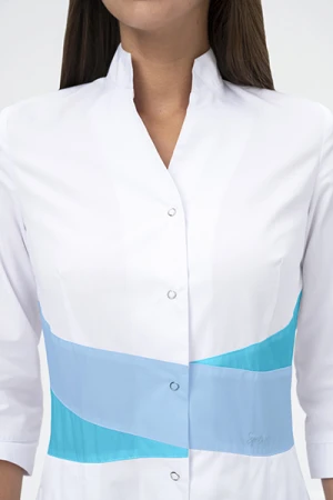 Халат МОНИКА, белый - бирюза Хал 885