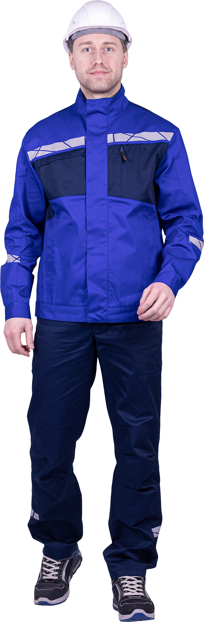 Куртка мужская СТРОНГ от механических воздействий и ОПЗ, цвет василёк/темно-синий Кур 1606.1
