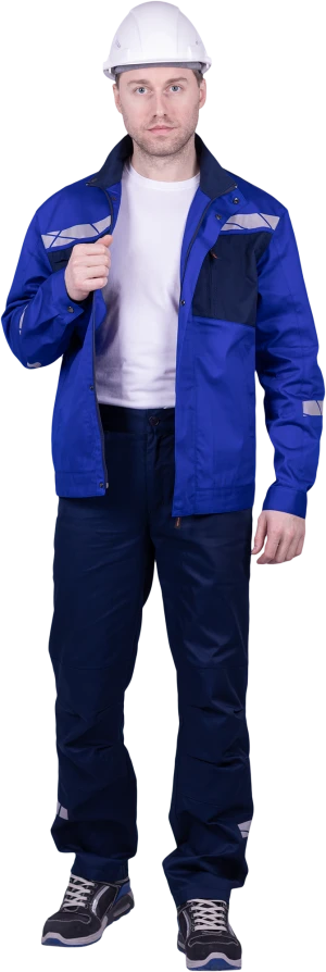 Куртка мужская СТРОНГ от механических воздействий и ОПЗ, цвет василёк/темно-синий Кур 1606.1
