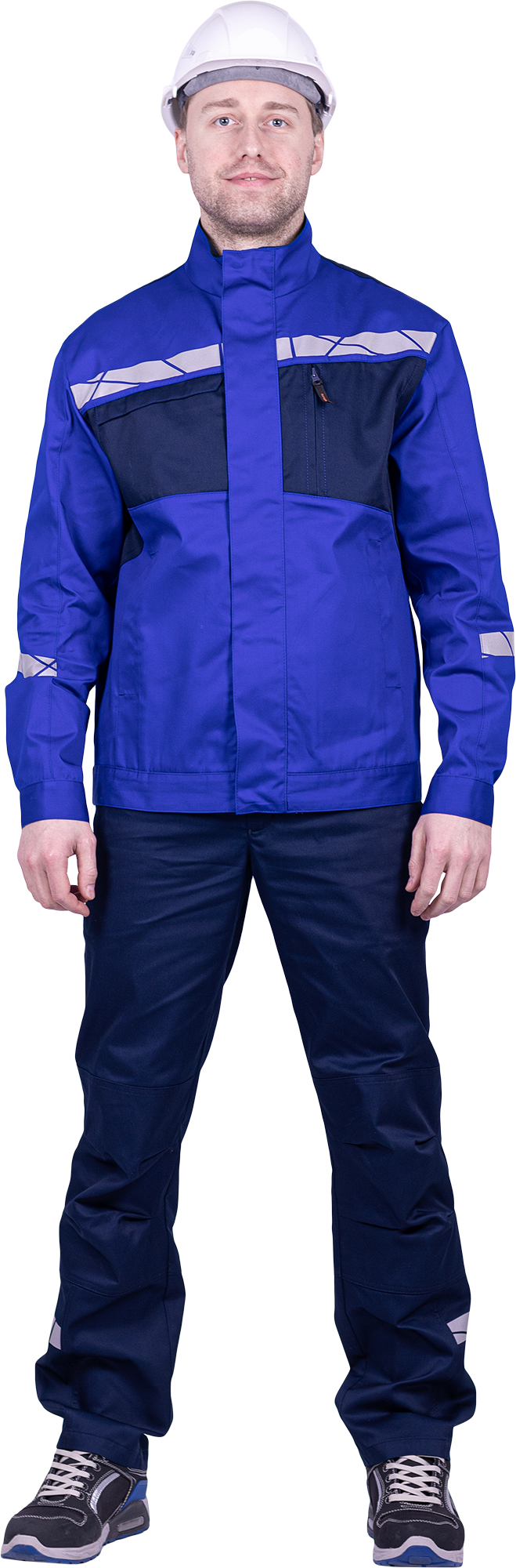 Куртка мужская СТРОНГ от механических воздействий и ОПЗ, цвет василёк/темно-синий Кур 1606.1