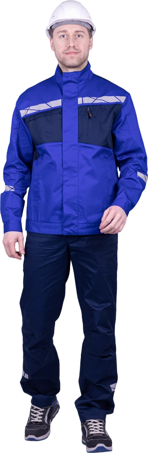 Куртка мужская СТРОНГ от механических воздействий и ОПЗ, цвет василёк/темно-синий Кур 1606.1
