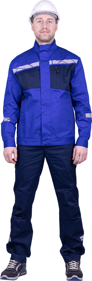 Куртка мужская СТРОНГ от механических воздействий и ОПЗ, цвет василёк/темно-синий Кур 1606.1