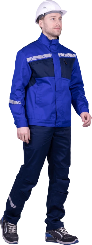 Куртка мужская СТРОНГ от механических воздействий и ОПЗ, цвет василёк/темно-синий Кур 1606.1