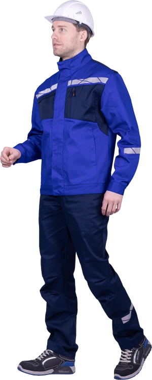 Куртка мужская СТРОНГ от механических воздействий и ОПЗ, цвет василёк/темно-синий Кур 1606.1