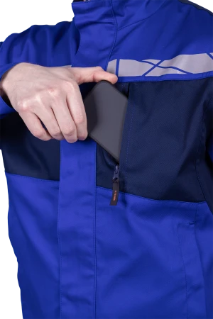 Куртка мужская СТРОНГ от механических воздействий и ОПЗ, цвет василёк/темно-синий Кур 1606.1