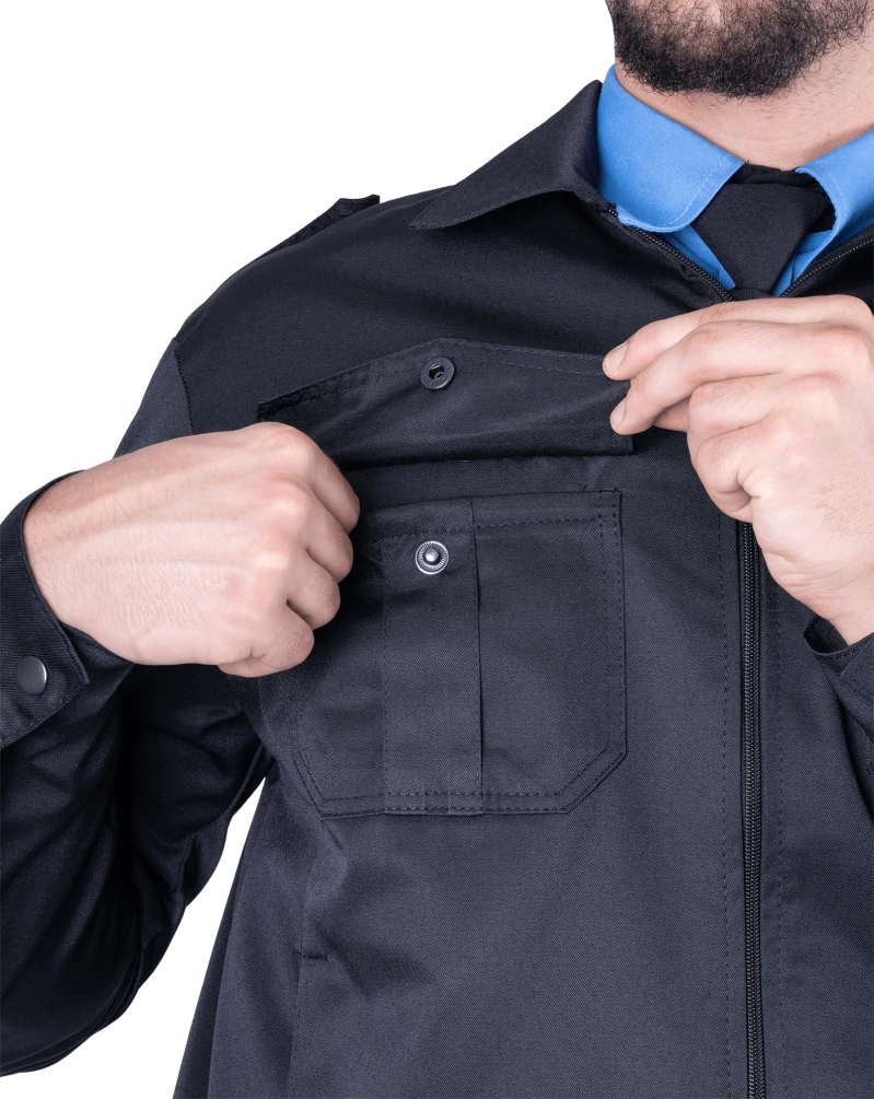 Костюм мужской ОХРАНА от механических воздействий и ОПЗ (куртка, брюки), черный Кос 401