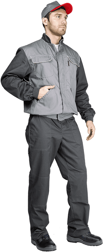 Костюм мужской НАВИГАТОР-2 от механических воздействий и ОПЗ (куртка, полукомбинезон), серый Кос 556