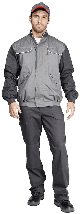 Костюм мужской НАВИГАТОР-2 от механических воздействий и ОПЗ (куртка, полукомбинезон), серый Кос 556