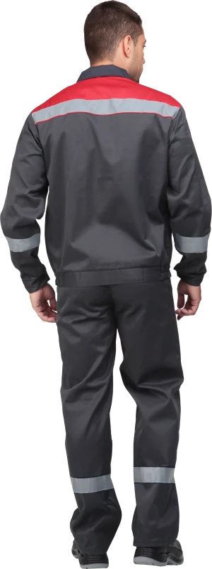 Костюм МАСТЕР ЛЮКС летний, серый-красный (Куртка+полукомбинезон) Кос 459