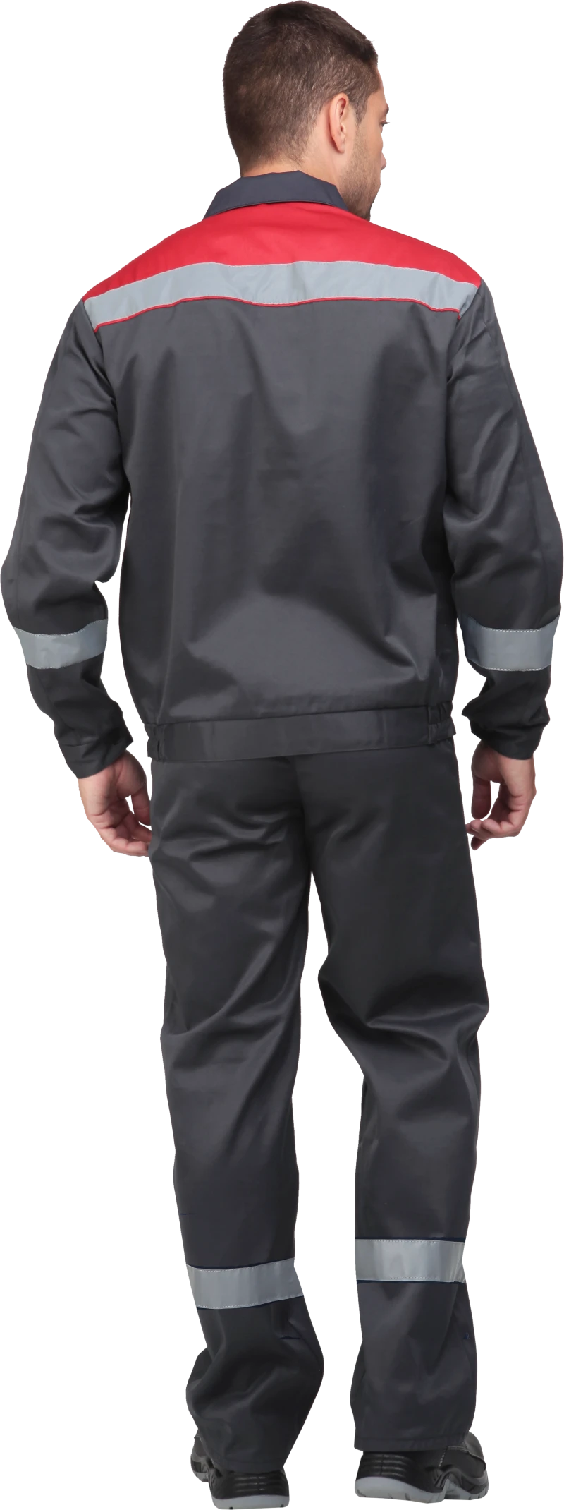 Костюм МАСТЕР ЛЮКС летний, серый-красный (Куртка+полукомбинезон) Кос 459