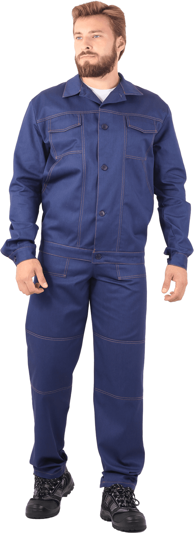 Костюм мужской МУРАВЕЙ от механических воздействий и ОПЗ (куртка, брюки), темно-синий Кос 006