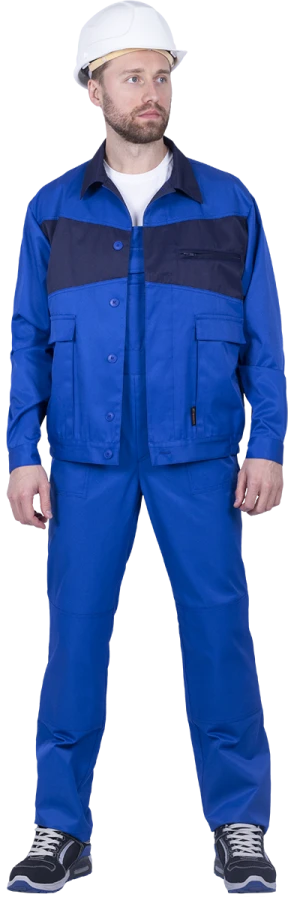 Костюм мужской СПЕЦИАЛИСТ-2 от механических воздействий и ОПЗ (куртка, полукомбинезон), василёк/темно-синий