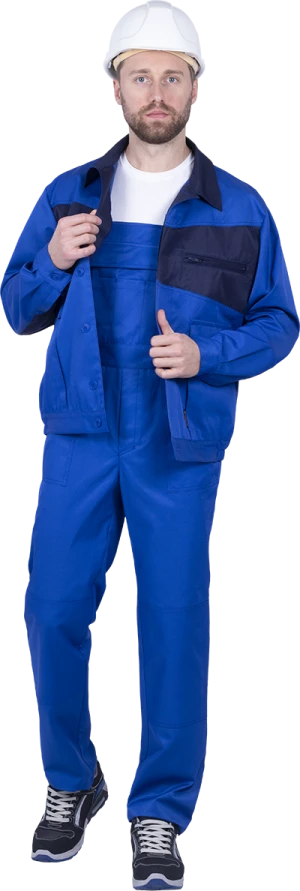 Костюм мужской СПЕЦИАЛИСТ-2 от механических воздействий и ОПЗ (куртка, полукомбинезон), василёк/темно-синий