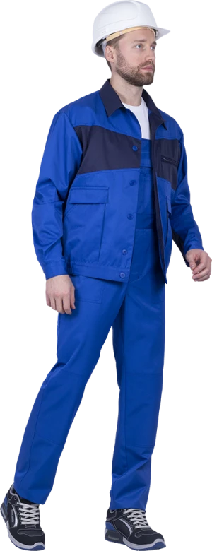 Костюм мужской СПЕЦИАЛИСТ-2 от механических воздействий и ОПЗ (куртка, полукомбинезон), василёк/темно-синий