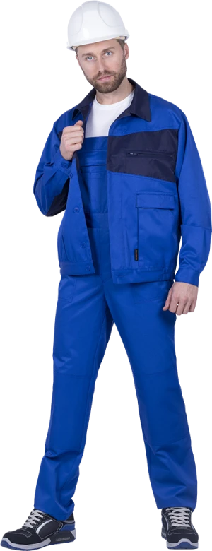 Костюм мужской СПЕЦИАЛИСТ-2 от механических воздействий и ОПЗ (куртка, полукомбинезон), василёк/темно-синий