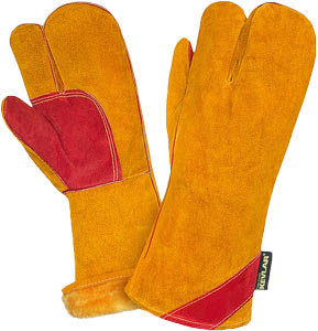 Краги СИБИРЬ М, 3-х  палые, (Т19-11-ru) спилок, искусственный мех, усиленные, Кевлар® Пер 244