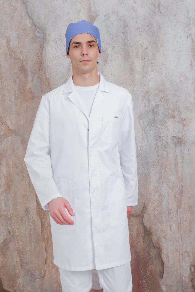 Халат медицинский мужской «Практик», белый ЛЛ 2113.01