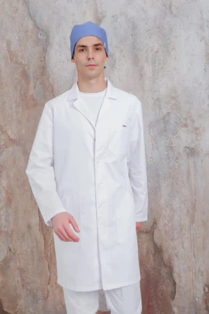 Халат медицинский мужской «Практик», белый ЛЛ 2113.01