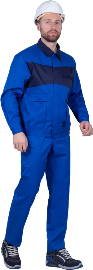 Костюм мужской СПЕЦИАЛИСТ-1 от механических воздействий и ОПЗ (куртка, брюки), василёк/темно-синий Кос 562