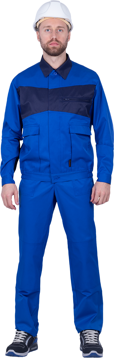 Костюм мужской СПЕЦИАЛИСТ-1 от механических воздействий и ОПЗ (куртка, брюки), василёк/темно-синий Кос 562