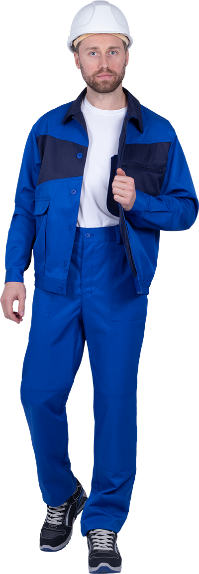 Костюм мужской СПЕЦИАЛИСТ-1 от механических воздействий и ОПЗ (куртка, брюки), василёк/темно-синий Кос 562