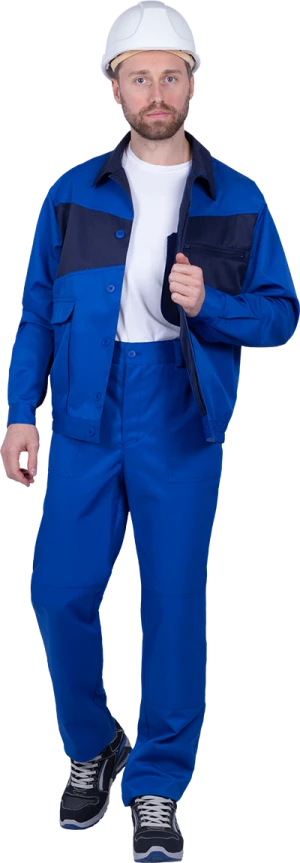 Костюм мужской СПЕЦИАЛИСТ-1 от механических воздействий и ОПЗ (куртка, брюки), василёк/темно-синий Кос 562