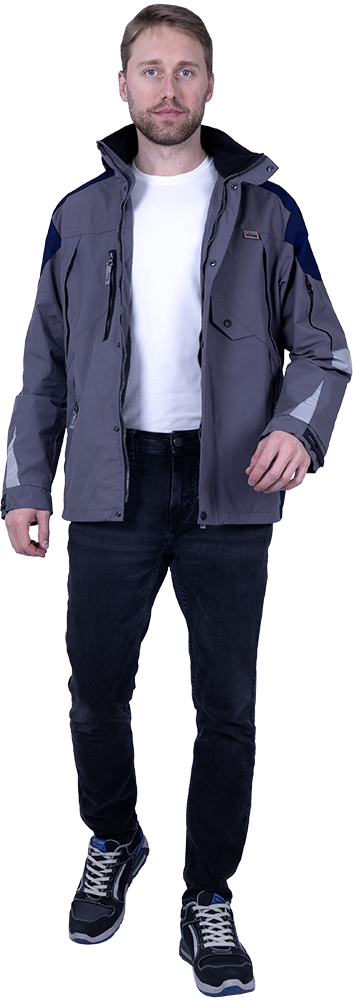 Куртка-штормовка РЕСПЕКТ, серый-т/синий Кур 703