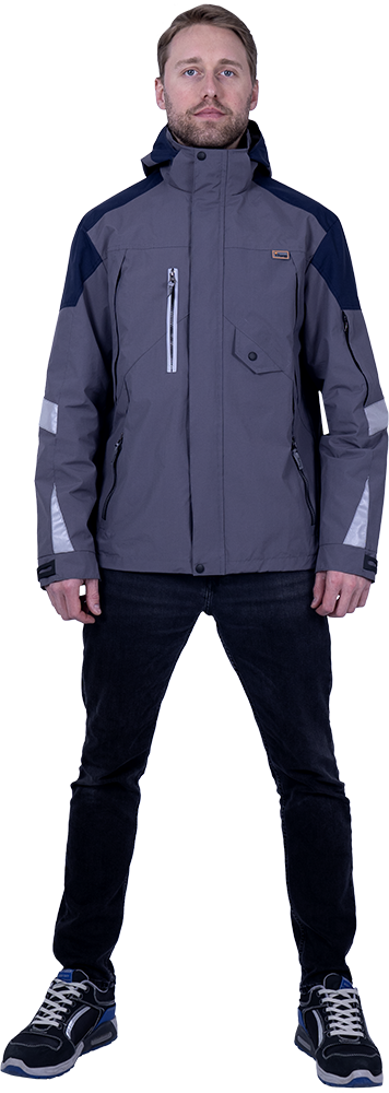 Куртка-штормовка РЕСПЕКТ, серый-т/синий Кур 703