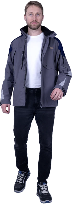 Куртка-штормовка РЕСПЕКТ, серый-т/синий Кур 703