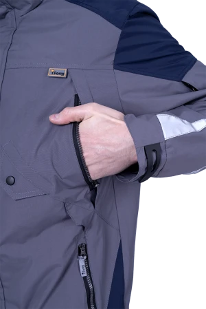 Куртка-штормовка РЕСПЕКТ, серый-т/синий Кур 703