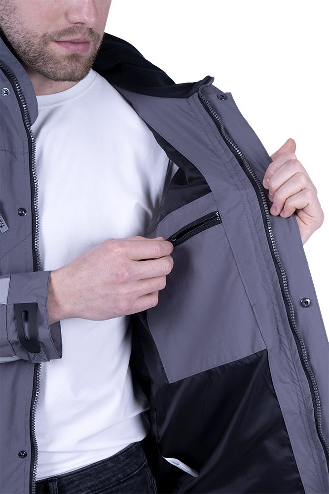 Куртка-штормовка РЕСПЕКТ, серый-т/синий Кур 703