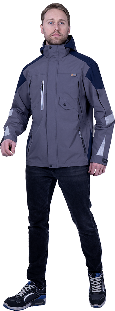 Куртка-штормовка РЕСПЕКТ, серый-т/синий Кур 703