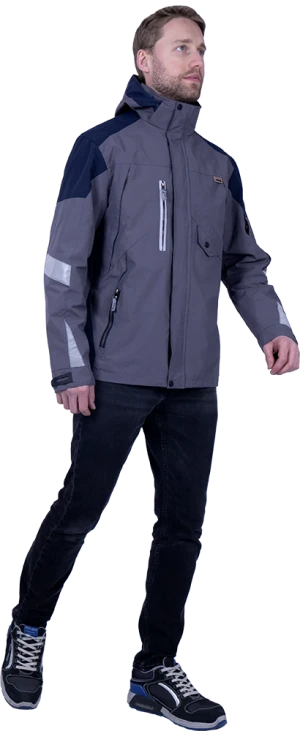 Куртка-штормовка РЕСПЕКТ, серый-т/синий Кур 703