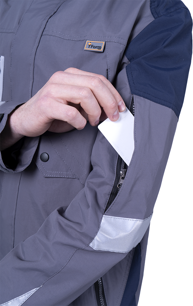 Куртка-штормовка РЕСПЕКТ, серый-т/синий Кур 703