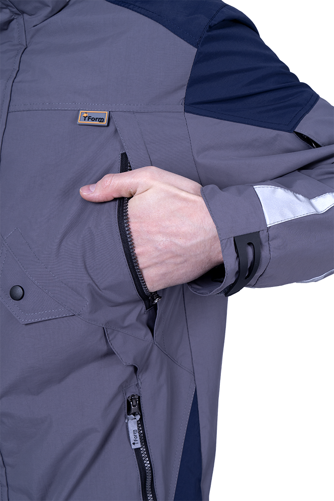 Куртка-штормовка РЕСПЕКТ, серый-т/синий Кур 703