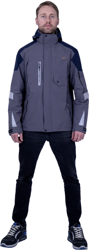 Куртка-штормовка РЕСПЕКТ, серый-т/синий Кур 703