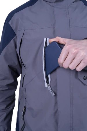 Куртка-штормовка РЕСПЕКТ, серый-т/синий Кур 703