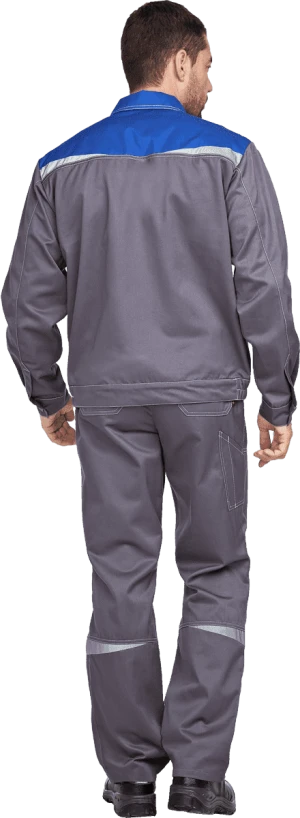 Костюм мужской КАСКАД от механических воздействий и ОПЗ (куртка, брюки), серый/василек Кос 592