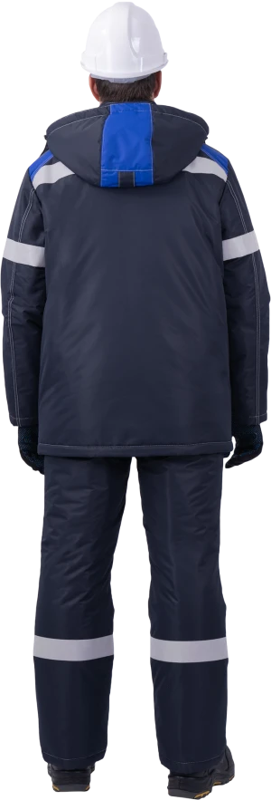 Костюм мужской СТАРАТЕЛЬ от пониженных температур воздуха, механических воздействий и ОПЗ (куртка, брюки), синий/василёк Кос 204.1