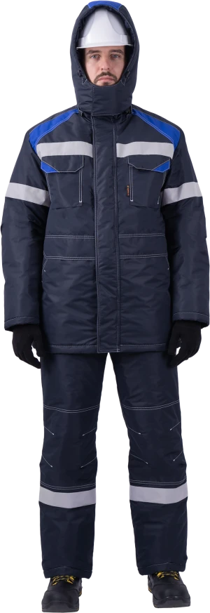 Костюм мужской СТАРАТЕЛЬ от пониженных температур воздуха, механических воздействий и ОПЗ (куртка, брюки), синий/василёк Кос 204.1