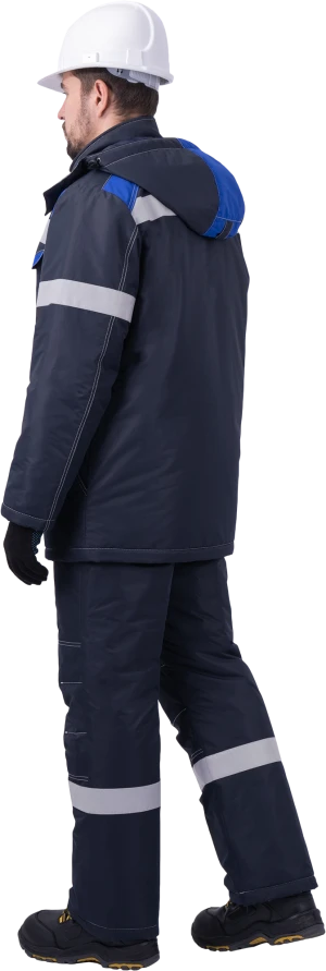 Костюм мужской СТАРАТЕЛЬ от пониженных температур воздуха, механических воздействий и ОПЗ (куртка, брюки), синий/василёк Кос 204.1