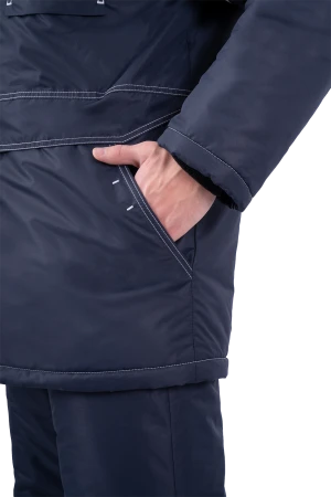 Костюм мужской СТАРАТЕЛЬ от пониженных температур воздуха, механических воздействий и ОПЗ (куртка, брюки), синий/василёк Кос 204.1