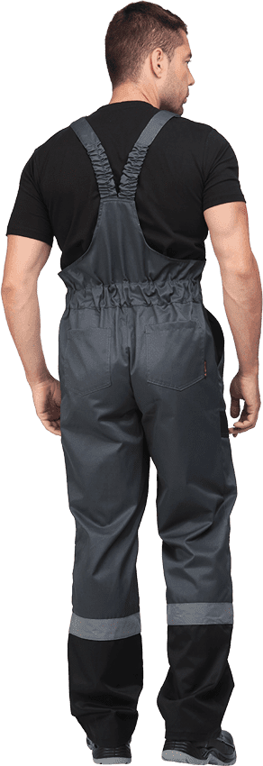 Костюм мужской ГРАНИТ от механических воздействий и ОПЗ (куртка, полукомбинезон), серый/черный Кос 574