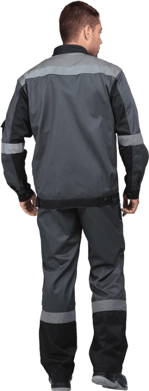 Костюм мужской ГРАНИТ от механических воздействий и ОПЗ (куртка, полукомбинезон), серый/черный Кос 574